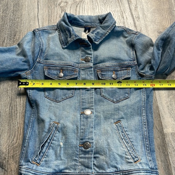 J.Crew Factory Distressed Denim Jacket, size xx small - Picture 6 of 10